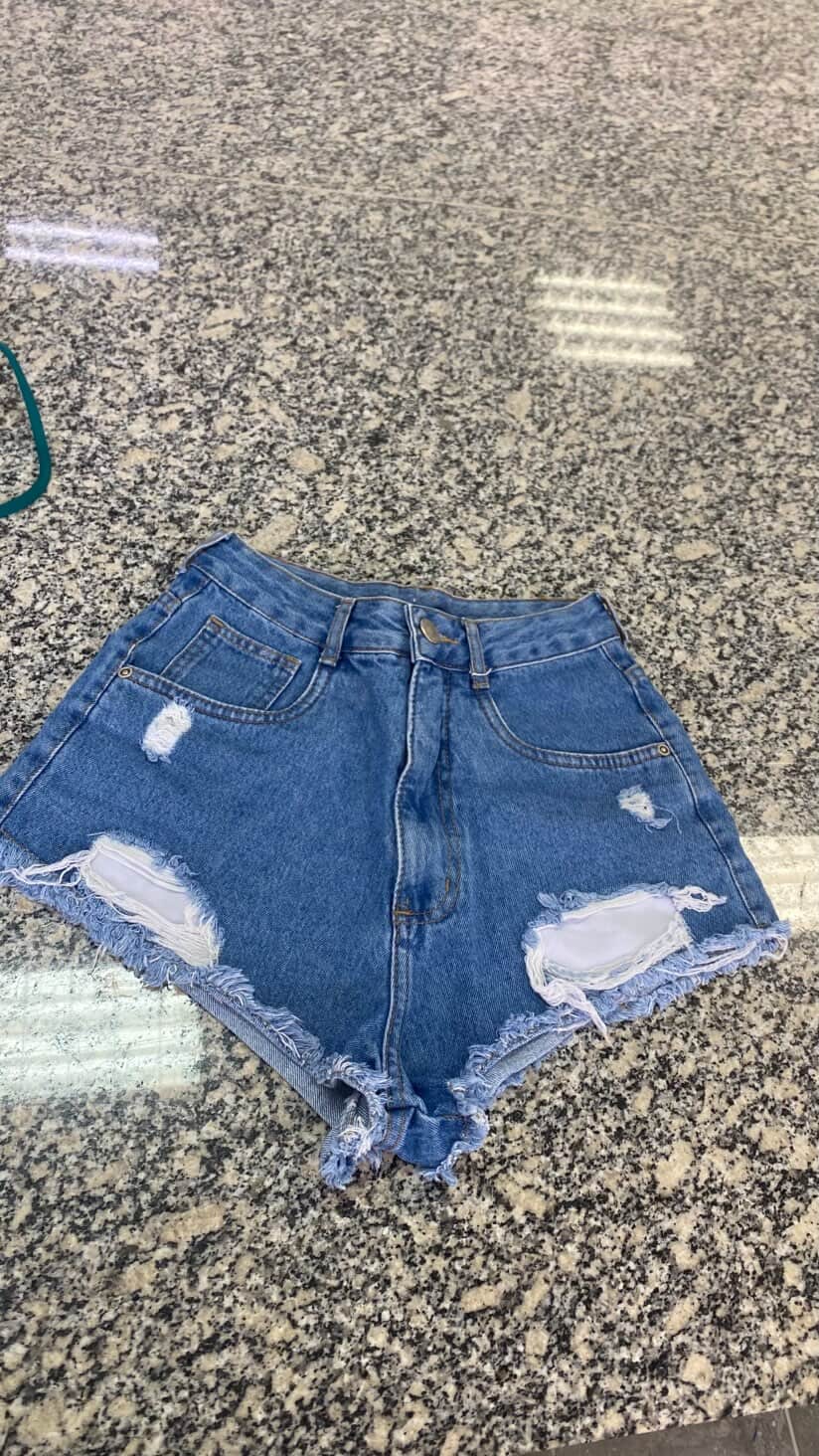 shprt jeans pp, lavagem clara